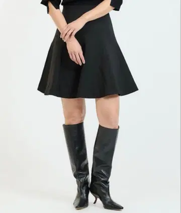 ESTNATION 더블 크로스 플레어 스커트 블랙