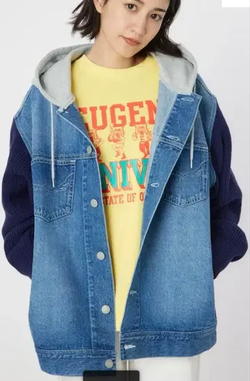 니트 도킹 데님 자켓