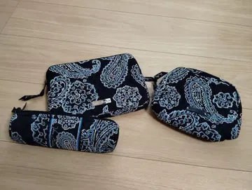 베라 브래들리 블루 반다나 태블릿 케이스 메이크업 파우치 펜 케이스