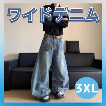 [ 3XL ] 레트로 워시 와이드 데님 배기 팬츠 청바지 y2k