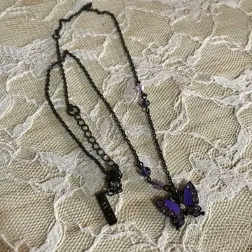 안나수이 나비 목걸이 보라색 퍼플 블랙 체인