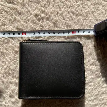 블랙 가죽 라운드 지퍼 접이식 지갑