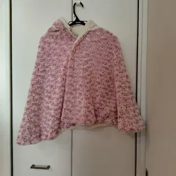 핑크 꽃무늬 판초 케이프 코트 무릎담요