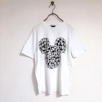 [ ZARA ] 자라(S) 반팔 T셔츠 프린트 디즈니 하트 흰색 화이트