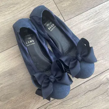 BEAMS 네이비 리본 포함 발레 슈즈