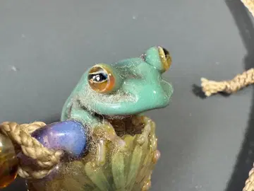 개구리 모양 유리 펜던트