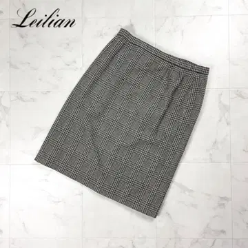 레리안 체크 무늬 트위드 타이트 스커트 무릎 기장 블랙 17+*HD613