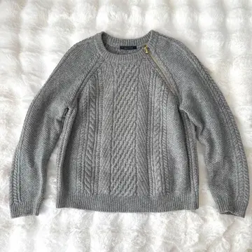 새상품급 MACPHEE 지퍼 달린 케이블 니트 그레이 S 풀오버 니트