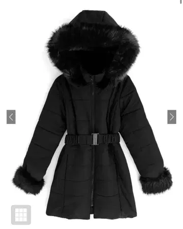 GRL 벨트 포함 퍼 다운 코트