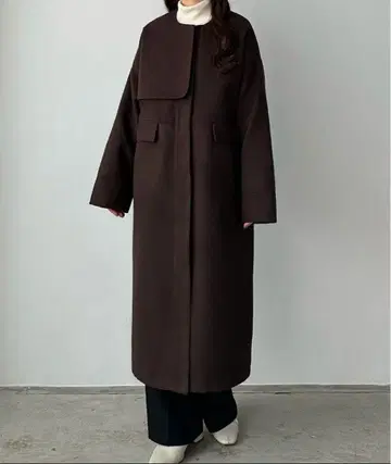 callautia 플랩 디자인 노카라 롱 코트 L