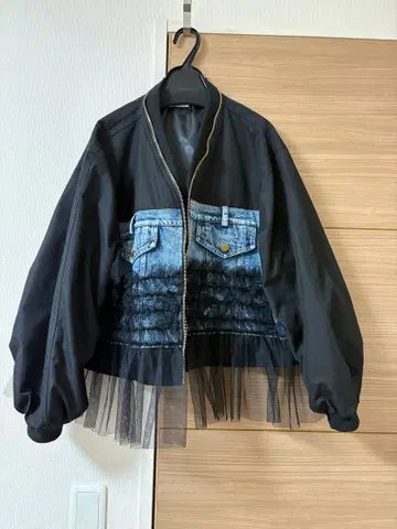 데님 튤 봄버 자켓 프리 사이즈