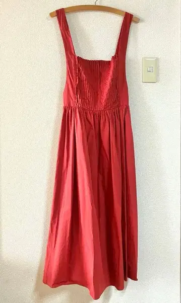 빨간색 롱 원피스 코튼 100%