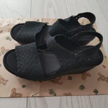 고무 고무 블랙 뜨개질 샌들 M 사이즈