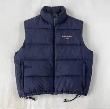 90s POLOSPORT 다운 베스트 네이비 쇼트 Y2K 테크