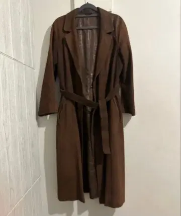 천연 가죽 브라운 가죽 롱 코트 벨트 포함 소가죽 가격 협상 가능