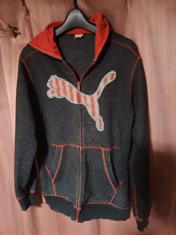 푸마 풀 집업 빅 로고 후드티