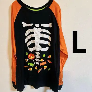할로윈 뼈 디자인 긴팔T셔츠 L/XL