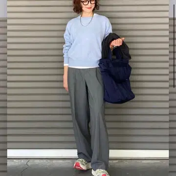 UNIQLO C 스무스 코튼 크루넥 스웨터 블루