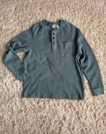 L.L.Bean 와플 헨리넥 긴팔 티셔츠 L 남성용 블루 계열