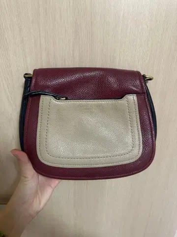 가죽 숄더백 와인 레드 베이지