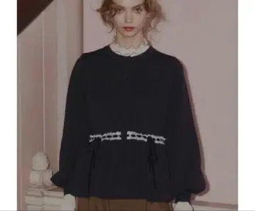 idem 이뎀 벨루어 리본 페플럼 가디건