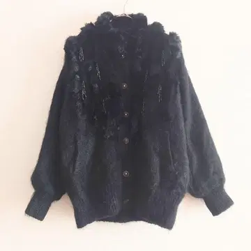 b 쇼와 레트로 빈티지 모헤어 가디건 니트 자켓 비쥬