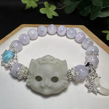 태극석 고양이 가면 밀키 스콜라이트 라리마 팔찌