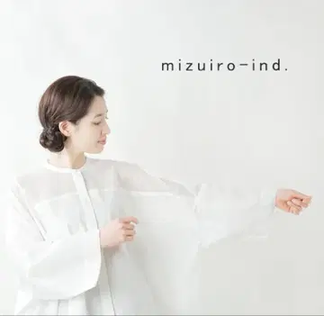mizuiro ind 스탠드 카라 시어 와이드 셔츠