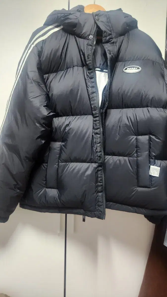 Nerdy Black Reversible Three-Stripe Padded Jacket