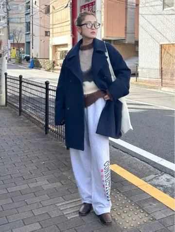 Ungrid 하이넥 미들 기장 코트 SMALL