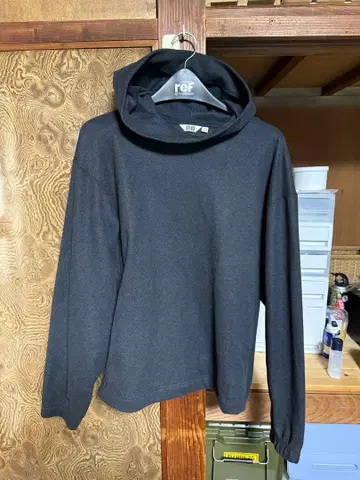 유니클로 U 브러쉬드 저지 풀 후드티 다크 그레이 M