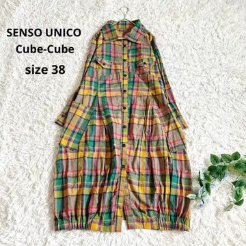 새상품급 센소유니코 롱 셔츠 원피스 체크 벌룬 2way 옷깃 M