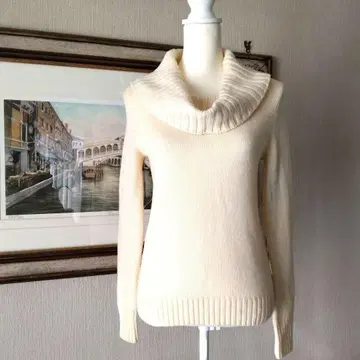 23구 터틀넥 스웨터 아이보리 울 100% M