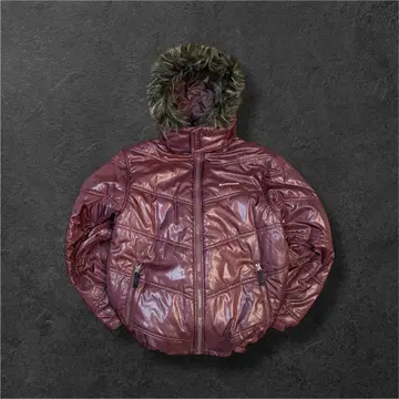 00s archive 패딩 자켓 퍼 y2k 시크 스타일 짧은 기장 보르도