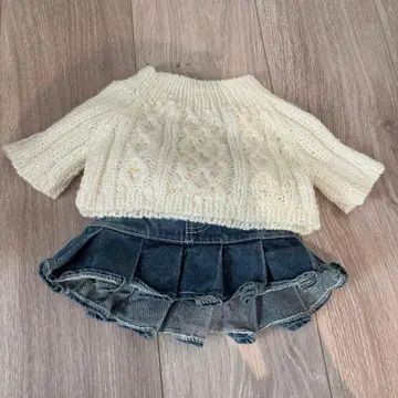 빌드어 베어 니트 스웨터, 데님 플리츠 스커트 세트 더피