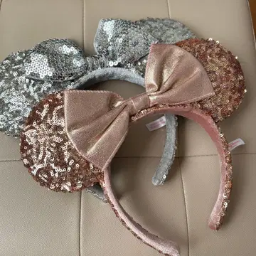 디즈니 리본 포함 스팽글 머리띠 2세트