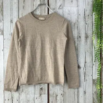 굿아이 니트 스웨터 얇은 소재 S 크루넥 브라운 울 타이트