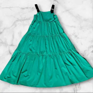 라지엠 티어드 개더 롱 스커트 에메랄드 그린