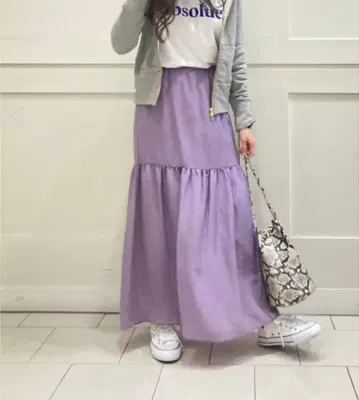 [택 포함 새상품] 알아바일 브라이트 개더 절개 스커트 라벤더