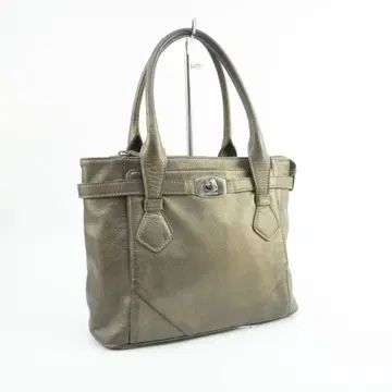 밀라 쇤 메탈릭 핸드백 가죽 실버 금장 장식 브라운 계열@JH37