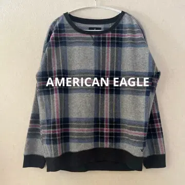 AMERICAN EAGLE 플리스 소재 상의 타탄 체크 그레이 계열