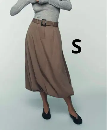 ZARA 자라 벨트 포함 벌룬 미디 스커트 새상품, 미사용