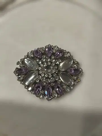 체코 Husar.d 퍼플 보라색 앤티크 빈티지 크리스탈 브로치