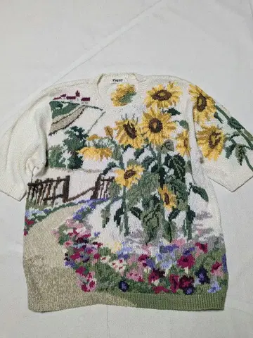 Puppy 파피 코튼 린넨 반팔 니트 해바라기