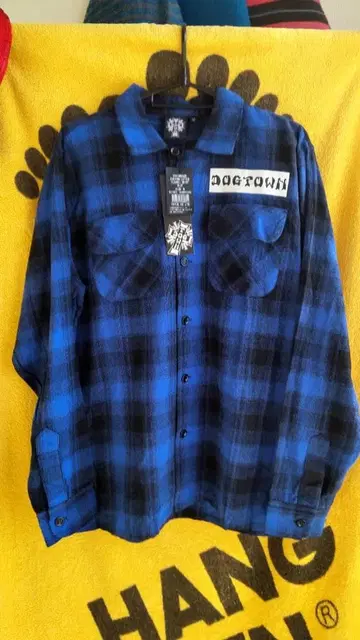 DOGTOWN LETTER FLANNEL SHIRT M 파랑
