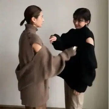 [택 포함 새상품] CLANE 2WAY 오픈 슬리브 니트 원피스 BLK