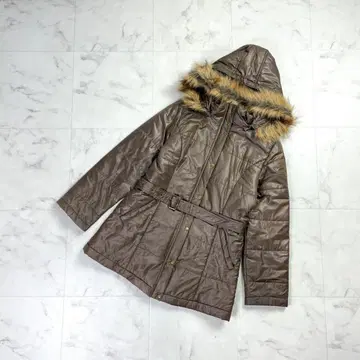 NAFNAF 3way 충전솜 퀼팅 코트 퍼 브라운 M*KD414