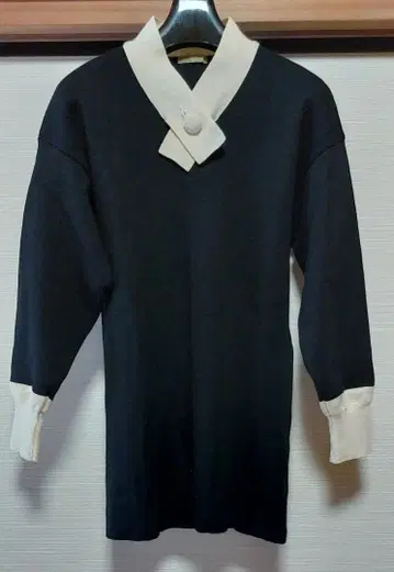 블랙 아이보리 니트 튜닉 FREE