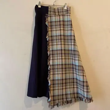 LOVELESS 체크 콤비 미디 스커트 롱 스커트