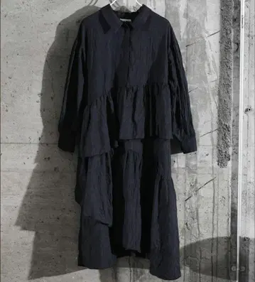 이뎀 티어드 롱 원피스 블랙 검정 셔츠 긴팔 S